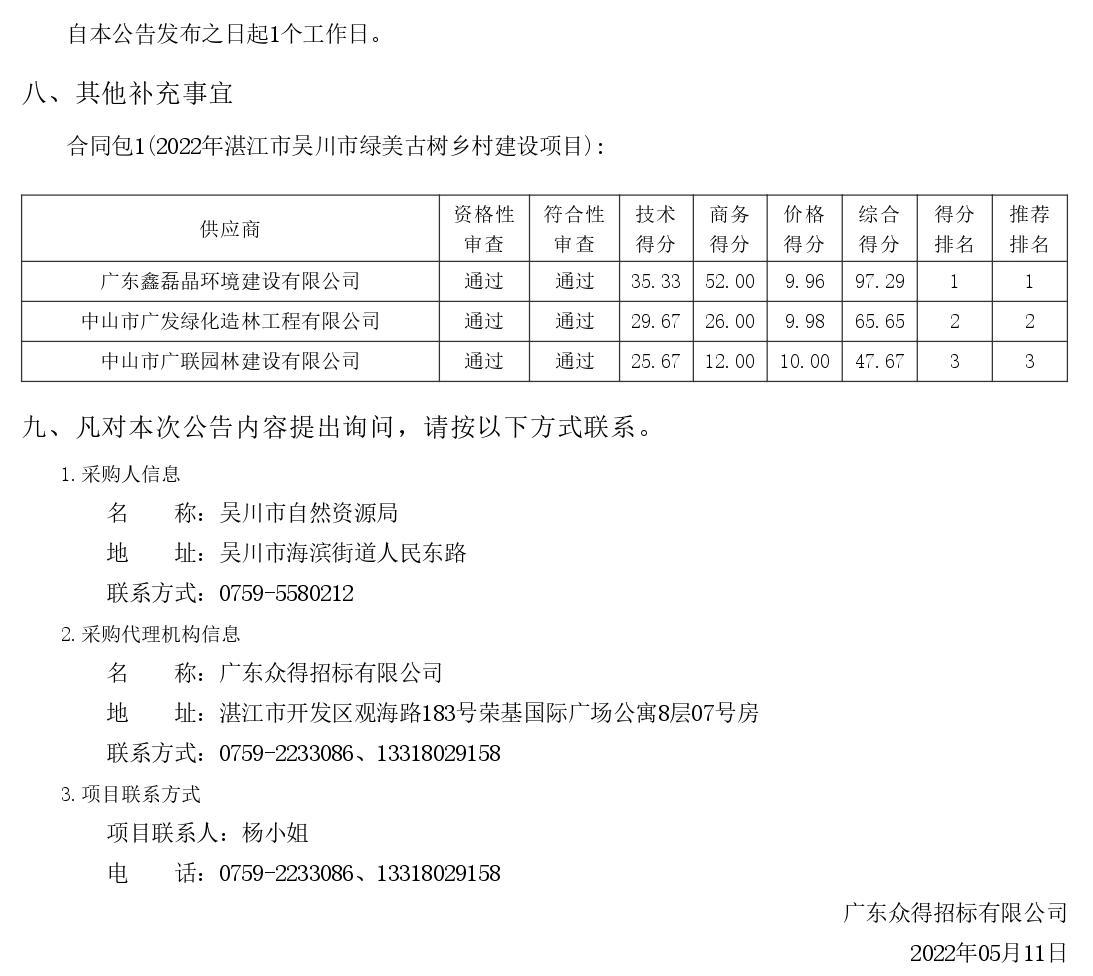 2022年湛江市吳川市綠美古樹鄉(xiāng)村建設(shè)項(xiàng)目【項(xiàng)目編號：ZDZJ22-Z66046】結(jié)果公告(圖3)